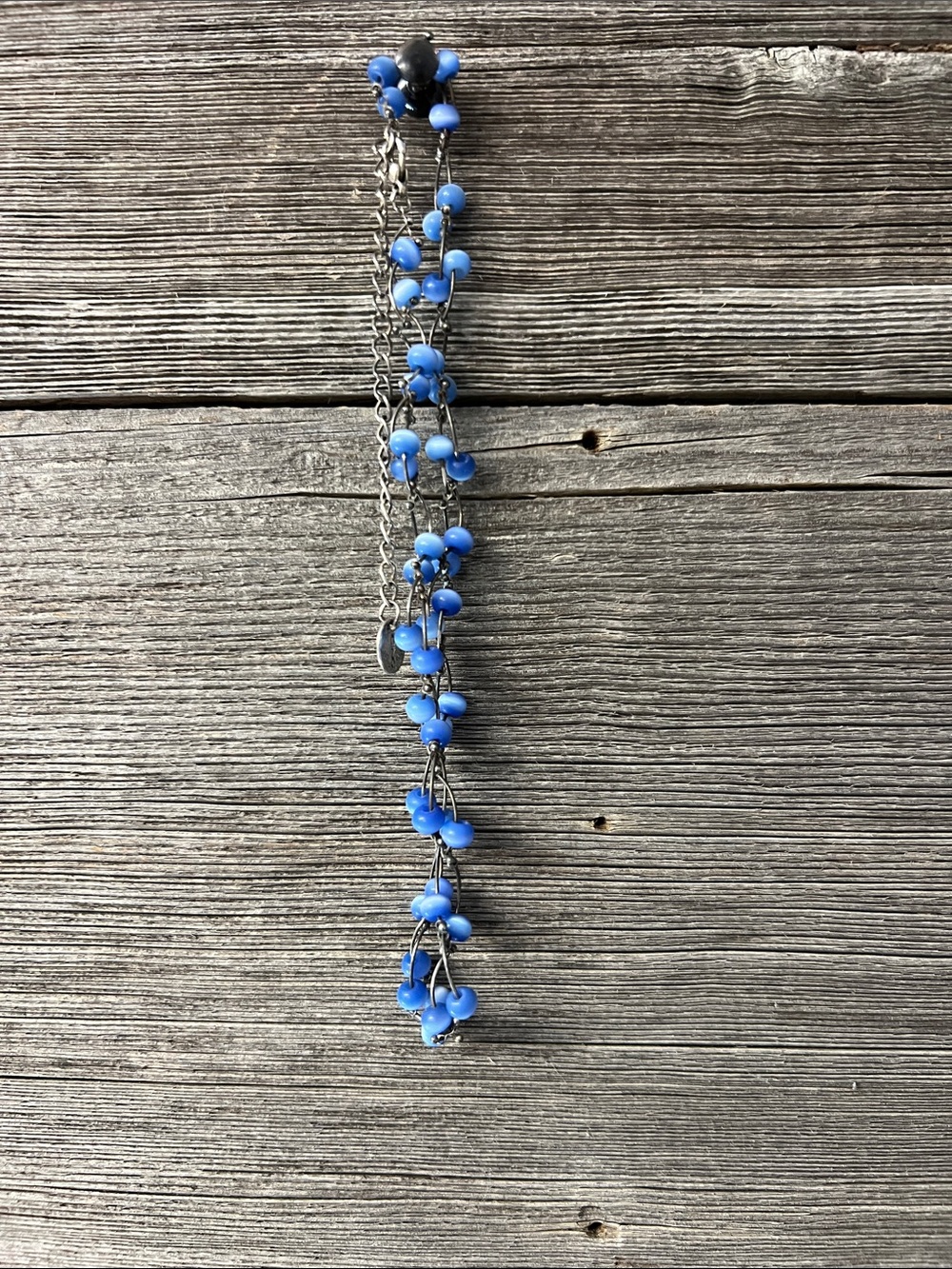 Jewelry: Icing:Blue/Silver Beaded Choker Necklace 90s/Y2K
